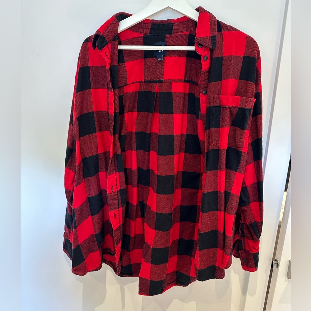 Gap red/black plaid shirt, gently worn. No pets, non smoking house.